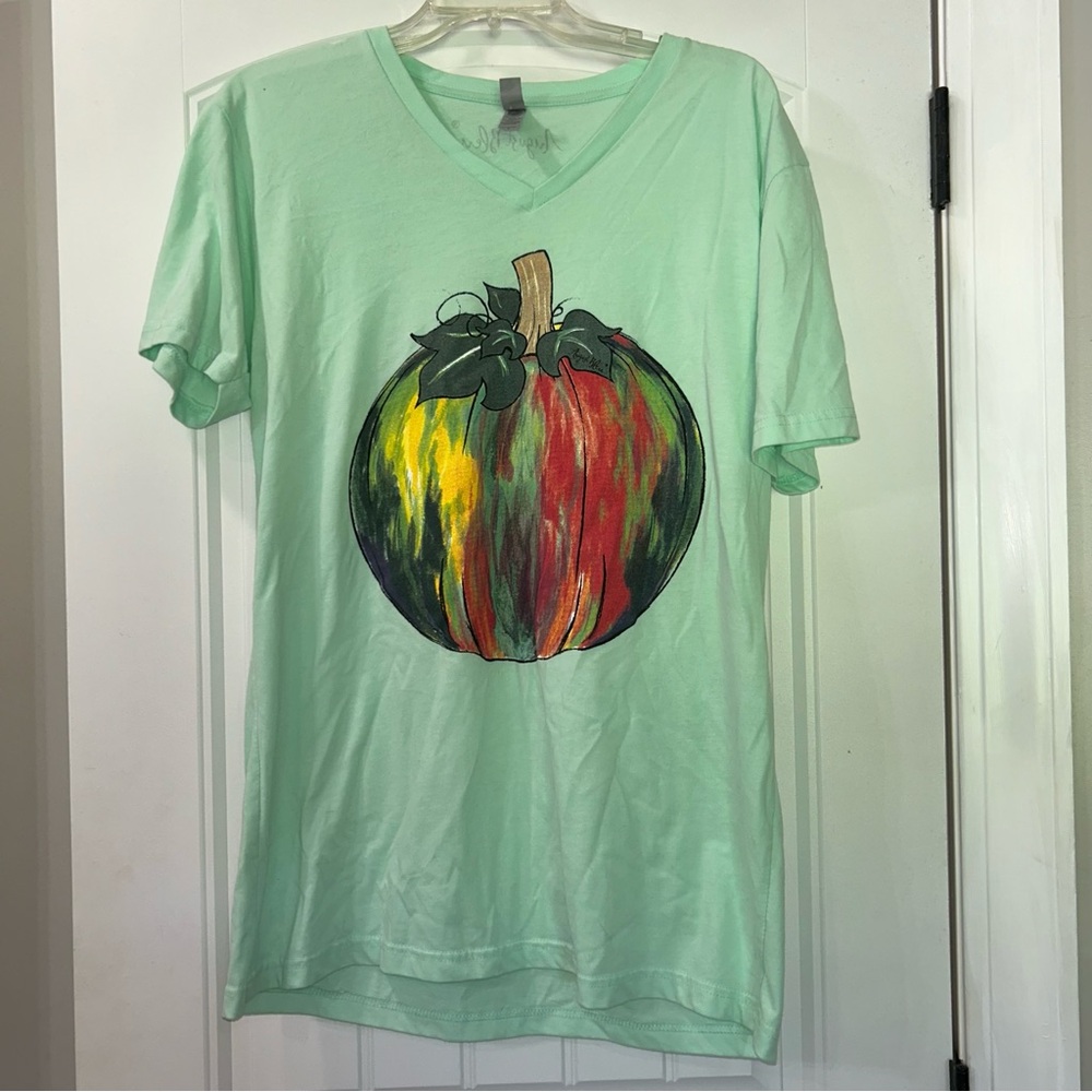 Next Level Fall Pumpkin Short Sleeve Tshirt Women’s Large